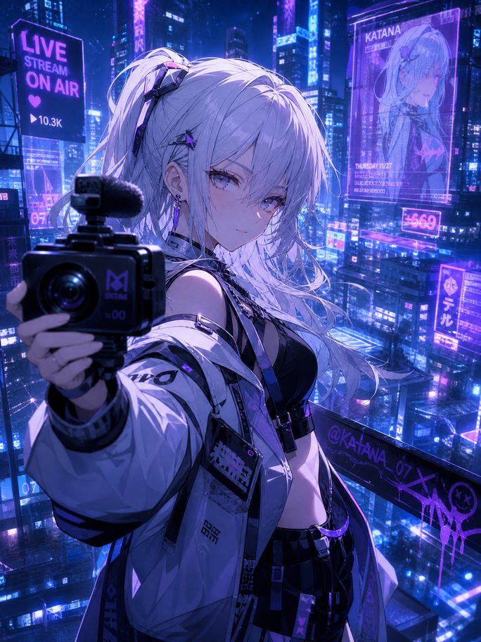 高清3D动漫动漫直播-银发少女创作直播间